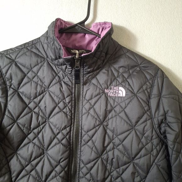 The North Face Kids Quilted Raincoat - Black with Purple Interior - Picture 2 of 9